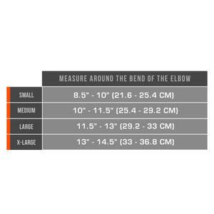 AIRMESH ELBOW SUPPORT SIZE CHART