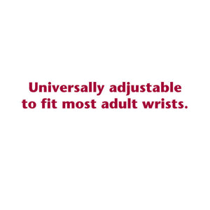 TEXT STATING ELASTIC BANDAGE IS UNIVERSALLY ADJUSTABLE TO FIT MOST ADULTS