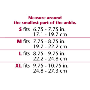 FIRM ELASTIC ANKLE SUPPORT SIZE CHART
