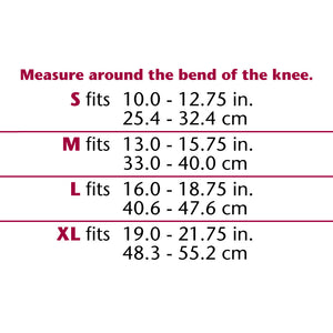 FIRM ELASTIC KNEE SUPPORT SIZE CHART