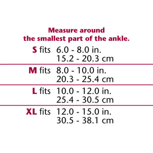 NEOPRENE ANKLE SUPPORT FIGURE-8 SIZE CHART
