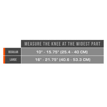 MULTILAYER KNEE WRAP WITH STABILIZER PAD SIZE CHART