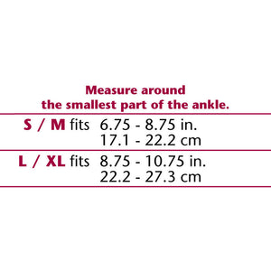 BLACK ELASTIC ANKLE SUPPORT SIZE CHART