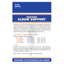 BACK OF NEOPRENE ELBOW SUPPORT PACKAGING