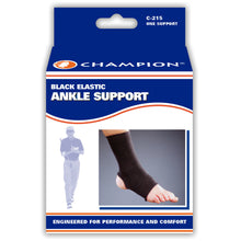 FRONT OF BLACK ELASTIC ANKLE SUPPORT PACKAGING