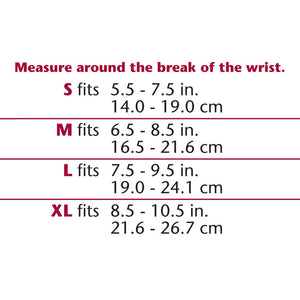 ELASTIC PULLOVER WRIST SUPPORT SIZE CHART