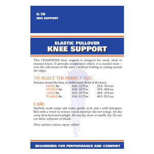 BACK OF FIRM ELASTIC KNEE SUPPORT PACKAGING
