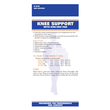 BACK OF NEOPRENE KNEE SUPPORT WITH HOR-SHU PATELLA STABILIZER