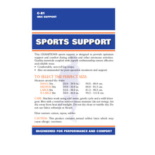 BACK OF SPORTS SUPPORT PACKAGING