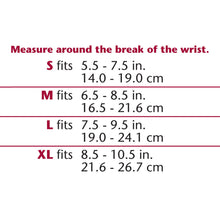 REVERSIBLE CLOTH WRIST SPLINT SIZE CHART