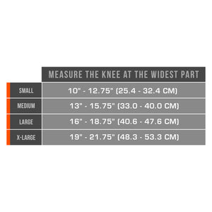 AIRMESH KNEE BRACE WITH FLEXIBLE STAYS SIZE CHART