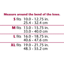 SHEER ELASTIC KNEE SUPPORT SIZE CHART