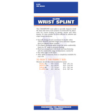 BACK OF REVERSIBLE CLOTH WRIST SPLINT PACKAGING