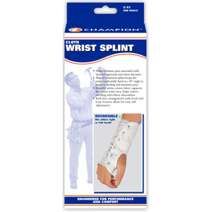 FRONT OF REVERSIBLE CLOTH WRIST SPLINT PACKAGING