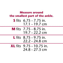 ANKLE BRACE WITH FLEXIBLE STAYS SIZE CHART