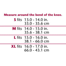 NEOPRENE KNEE SUPPORT WITH HOR-SHU PATELLA STABILIZER SIZE CHART