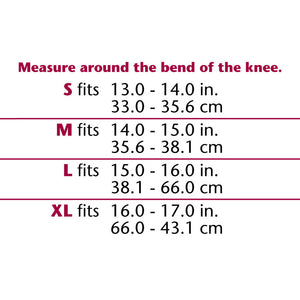 NEOPRENE KNEE SUPPORT WITH HOR-SHU PATELLA STABILIZER SIZE CHART