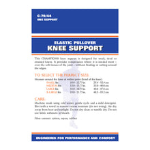 BACK OF FIRM ELASTIC KNEE SUPPORT PACKAGING
